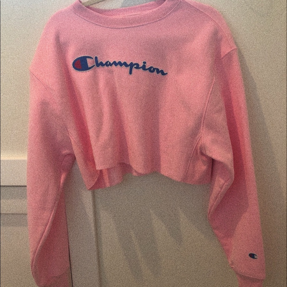 Pink cropped champion sweatshirt